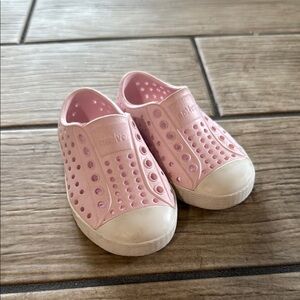 Native Pink and White Slip-On Sneakers